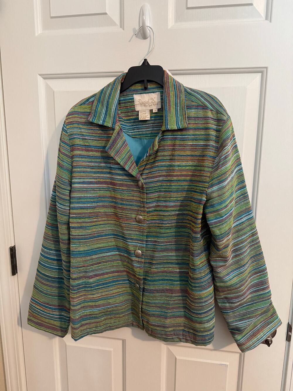 Daniel K Vintage New York Button Up Boho Artsy Lined Jacket Multicolor Stripes M